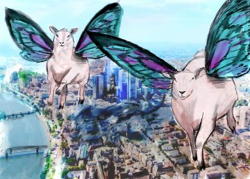 Sven Krumpholz, Strange Dreams: Deadly Butterfly Sheep Ride Over Frankfurt at the Sea During the 3rd Global Corporate War 2069